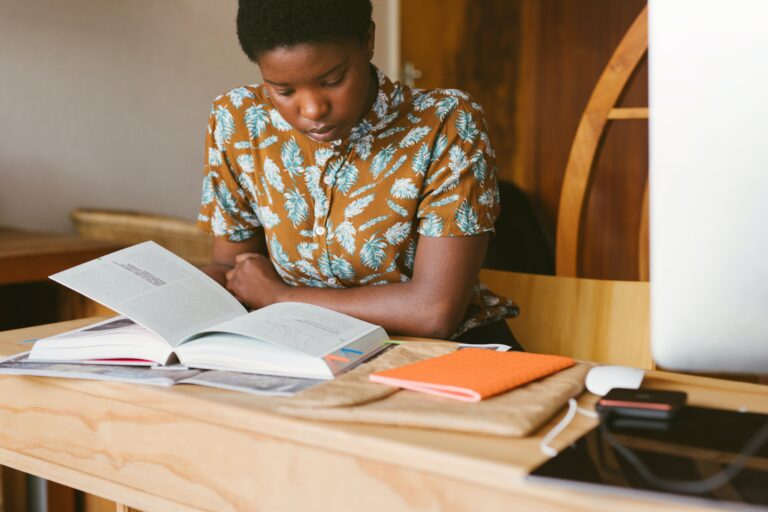 adult student reading